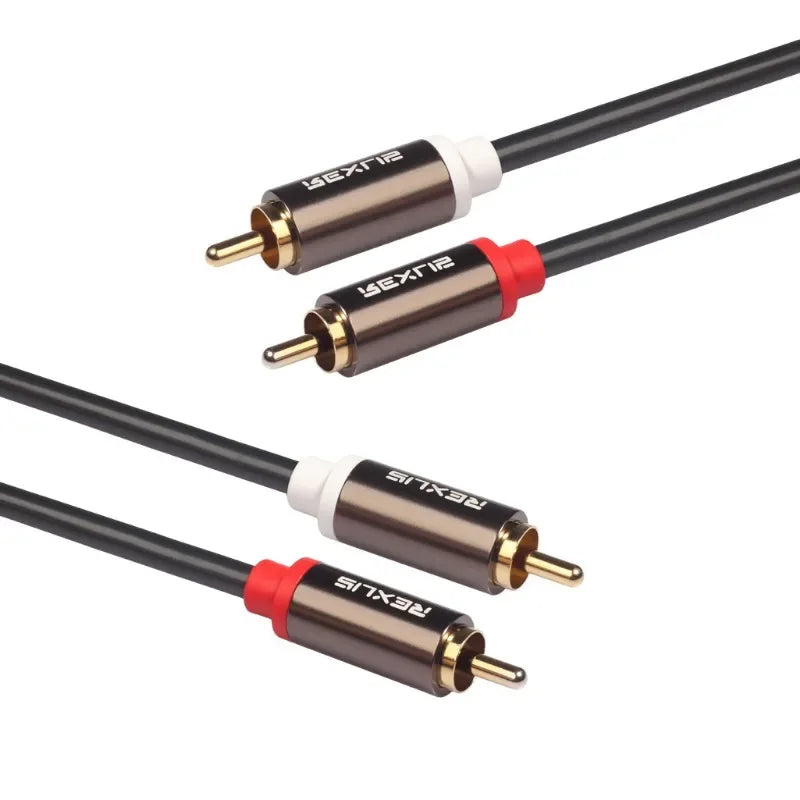 Aluminum alloy 2RCA to 2RCA lotus line AV four head rca binary amplifier audio cable Qme