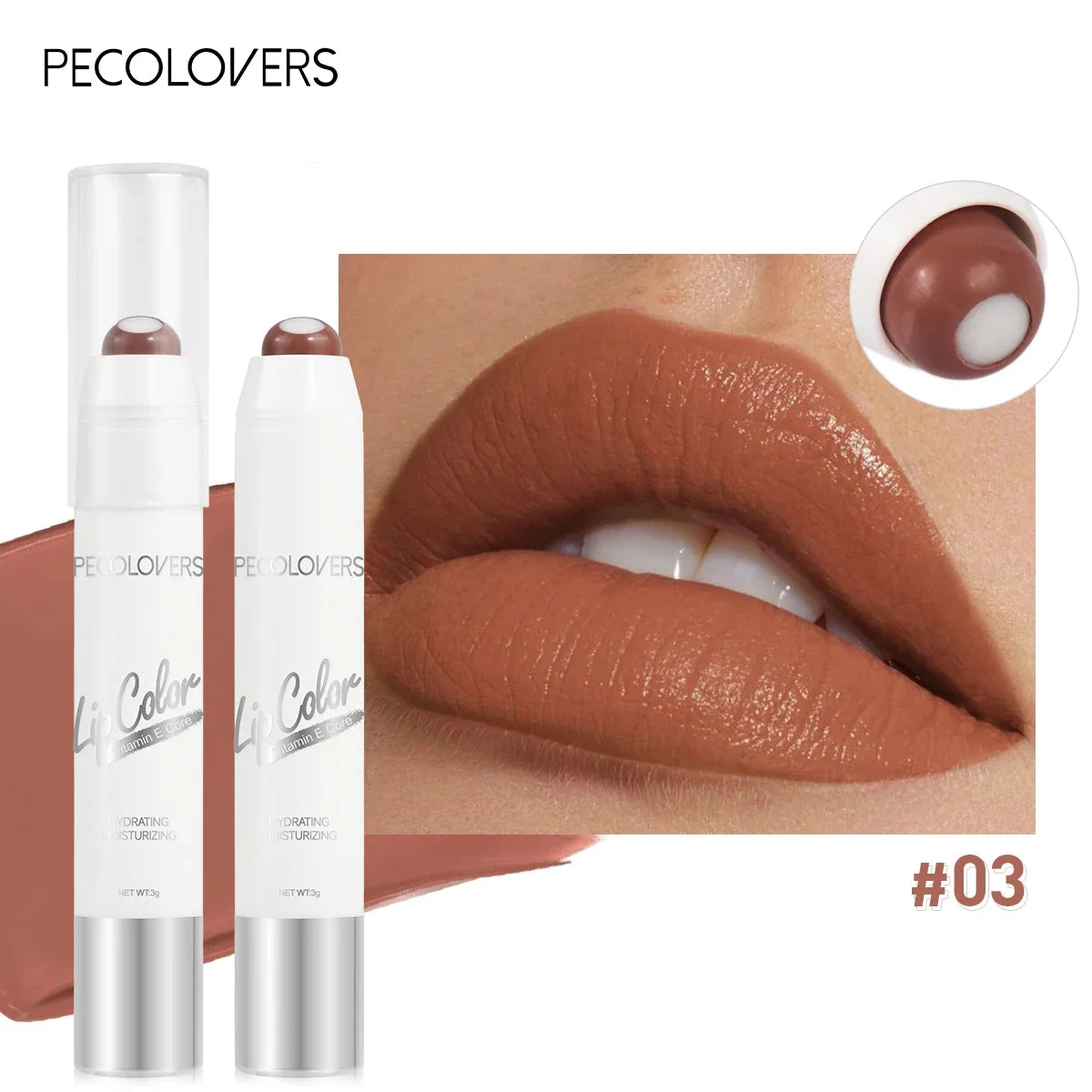 2-in-1 Nude Lipstick Matte Red Lip Balm Moisturizing 6 Colors Qme 03