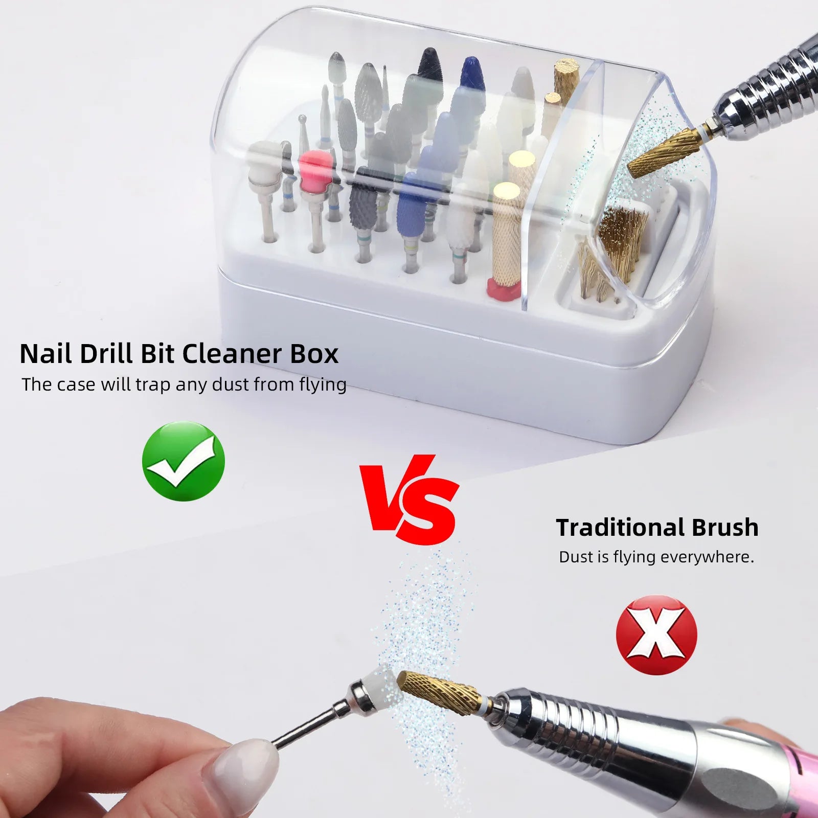 30 Holes Nail Polish Head Organizer Acrylic Portable Organizer Transparent Dustproof Cleaning Organizer Professional Nail Tools Qme