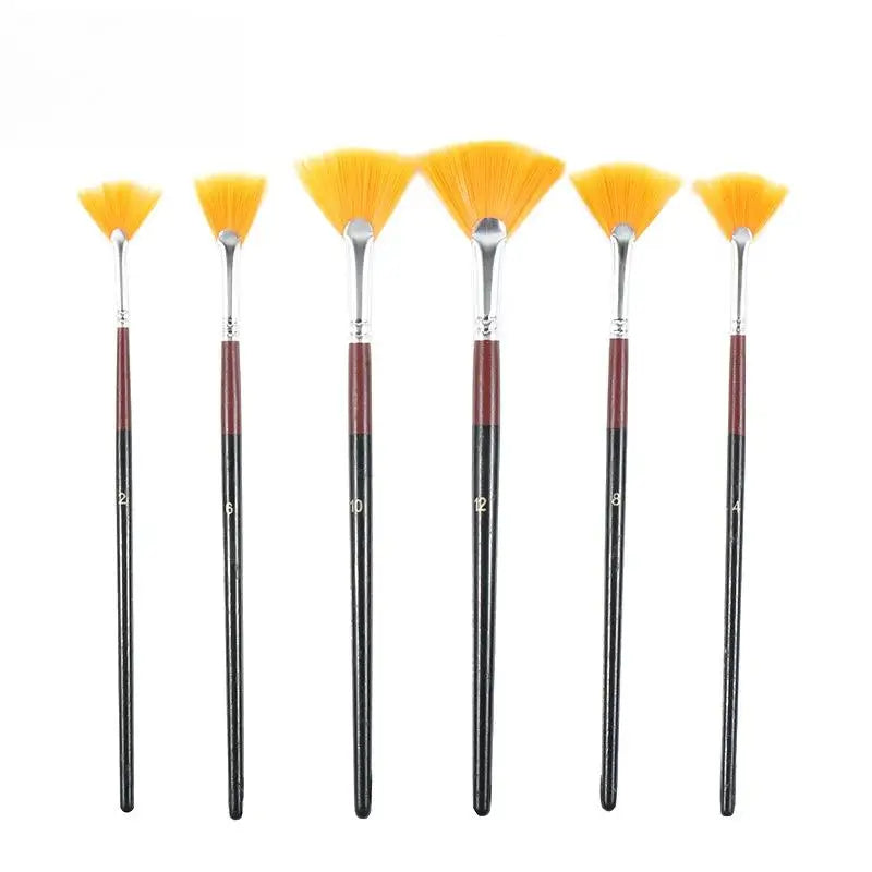 Oil Acrylic Paint Brushes Fan Nylon Hair Watercolor Artist Painting Qme