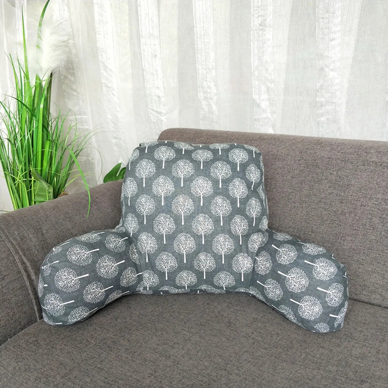 Print Pillow Back Cushion With Arm for Reading Rest Waist Support Office Chair Car Seat Sofa Rest Lumbar Cushion Velvet Backrest Qme C