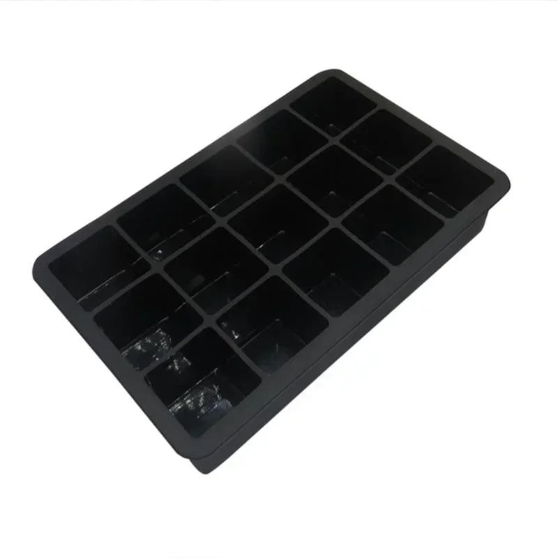 15 Grid Silicone Ice Cube Mold Big Tray Maker Non-toxic Durable Bar Qme black