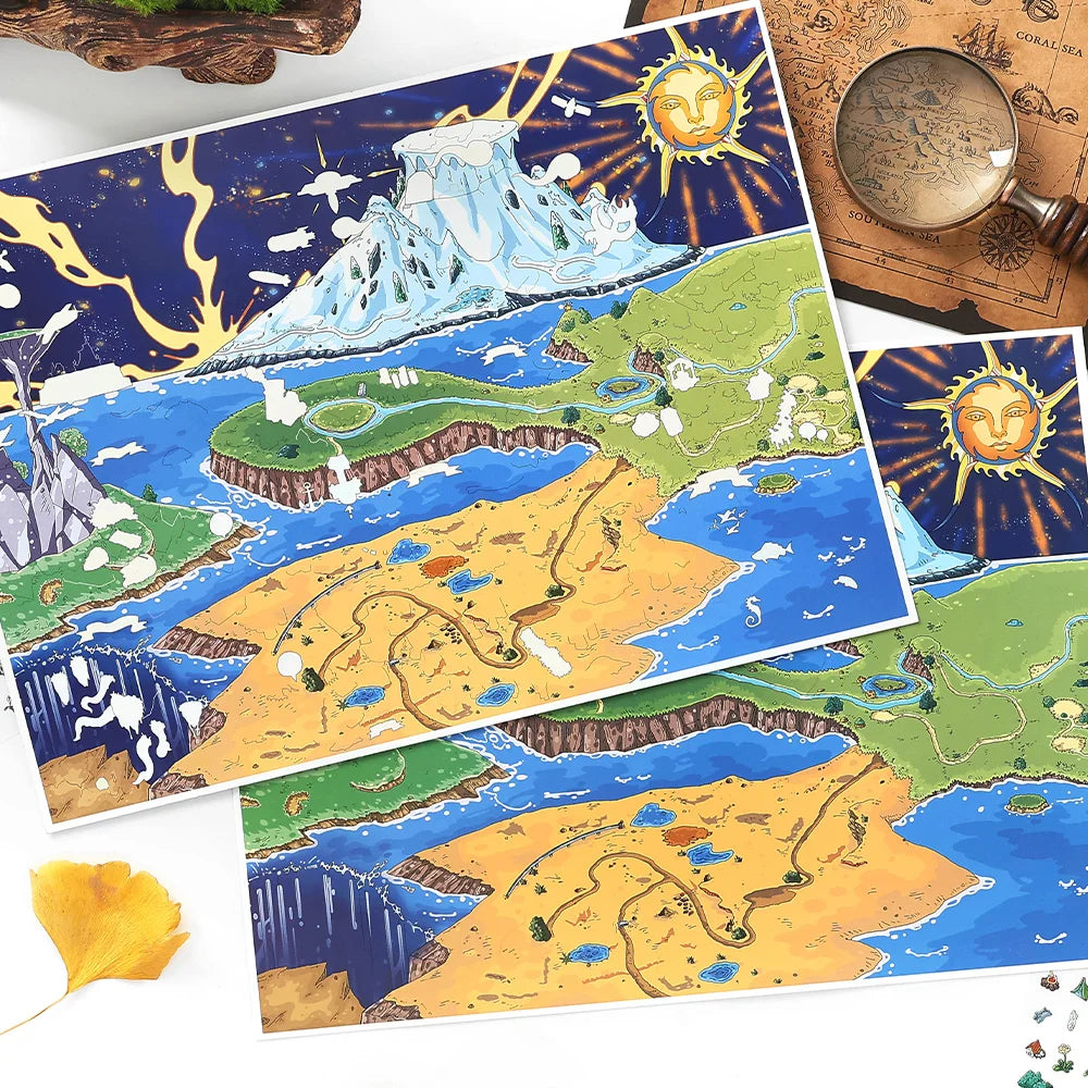 2 Books Fantasy Continent Diorama Stickers, Fantasy Map Illustrations, Must-Have for Craft Lovers, Fun Relaxing Activity Qme