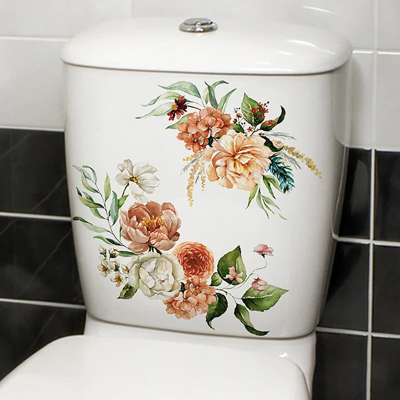 ^Butterfly Flower Toilet Seat Stickers Self-Adhesive Toilet Lid Decals Diy Removable Stickers For Bathroom Home Decor Ornaments Qme