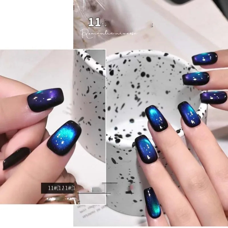 Double Light Romantic Cat Eye Magnetic Gel Nail Polish Sparkling Rainbow Colorful Soak Off Nail Art Gel Varnish Semi Permanent Qme