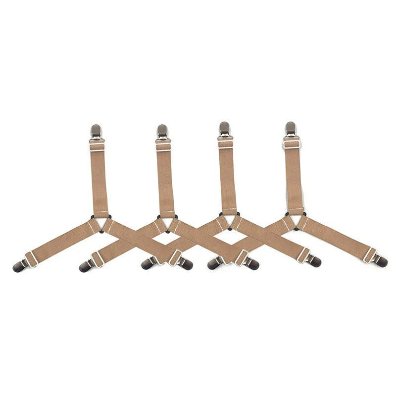 Home Organizer Mattress Cover Clips Bed Sheet Clip Elastic Straps Qme khaki