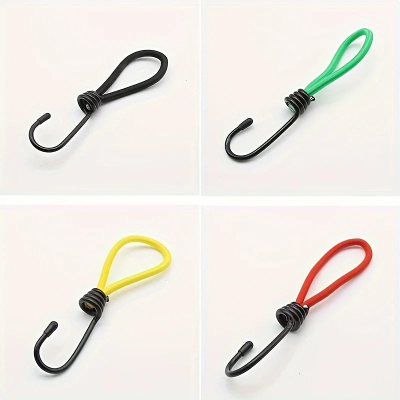 4pcs Heavy-Duty Elastic Bungee Cords with Iron Spiral Hooks, - Flexible Nylon for RV Camping, Tents, Tarps & Canopies - Durable Qme 4pcs
