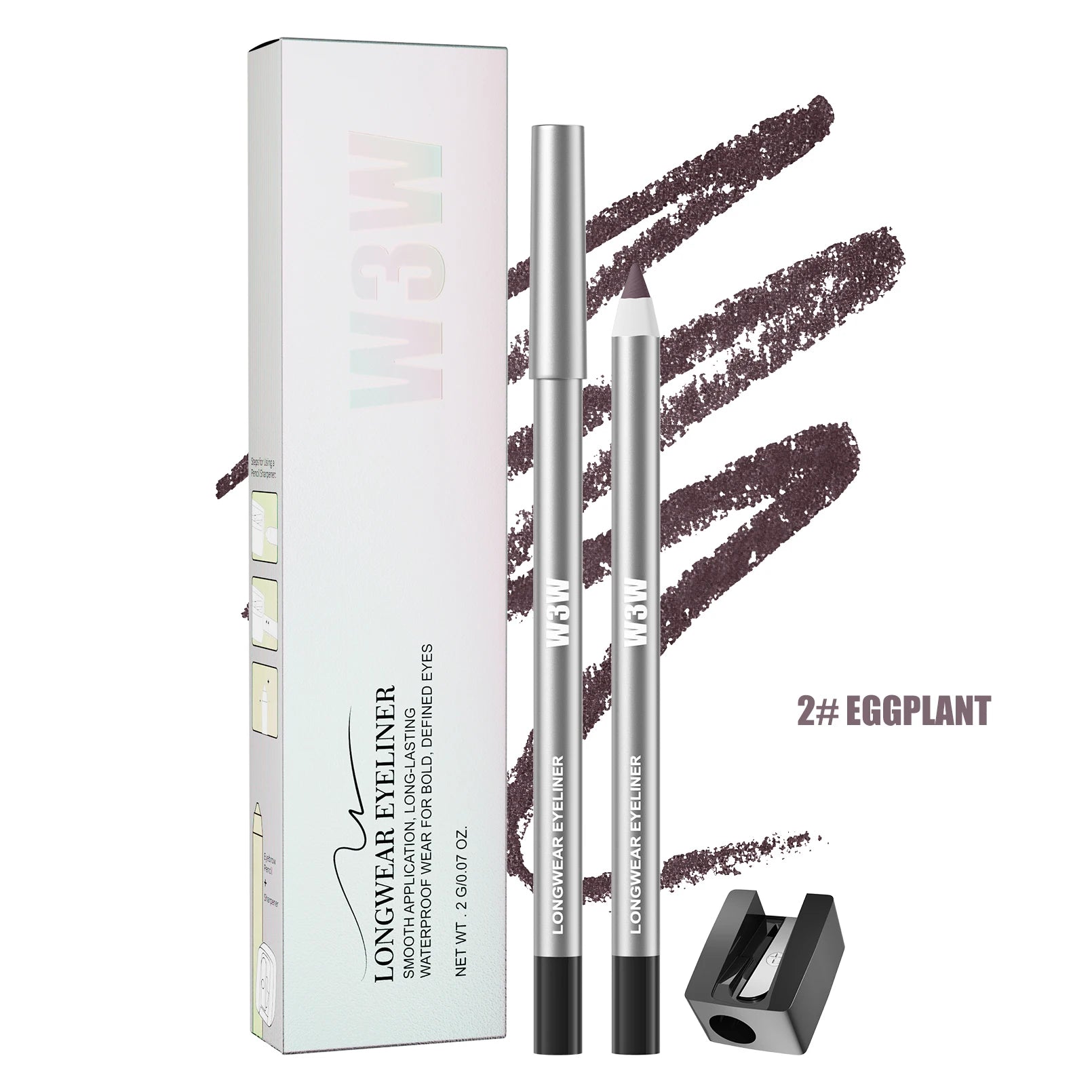 8 Colors Matte Eyeliner Gel Pencil, Ultra-fine Easy Coloring, Waterproof Sweatproof Smudge-proof, With Free Sharpener Qme W686-2 Full Size