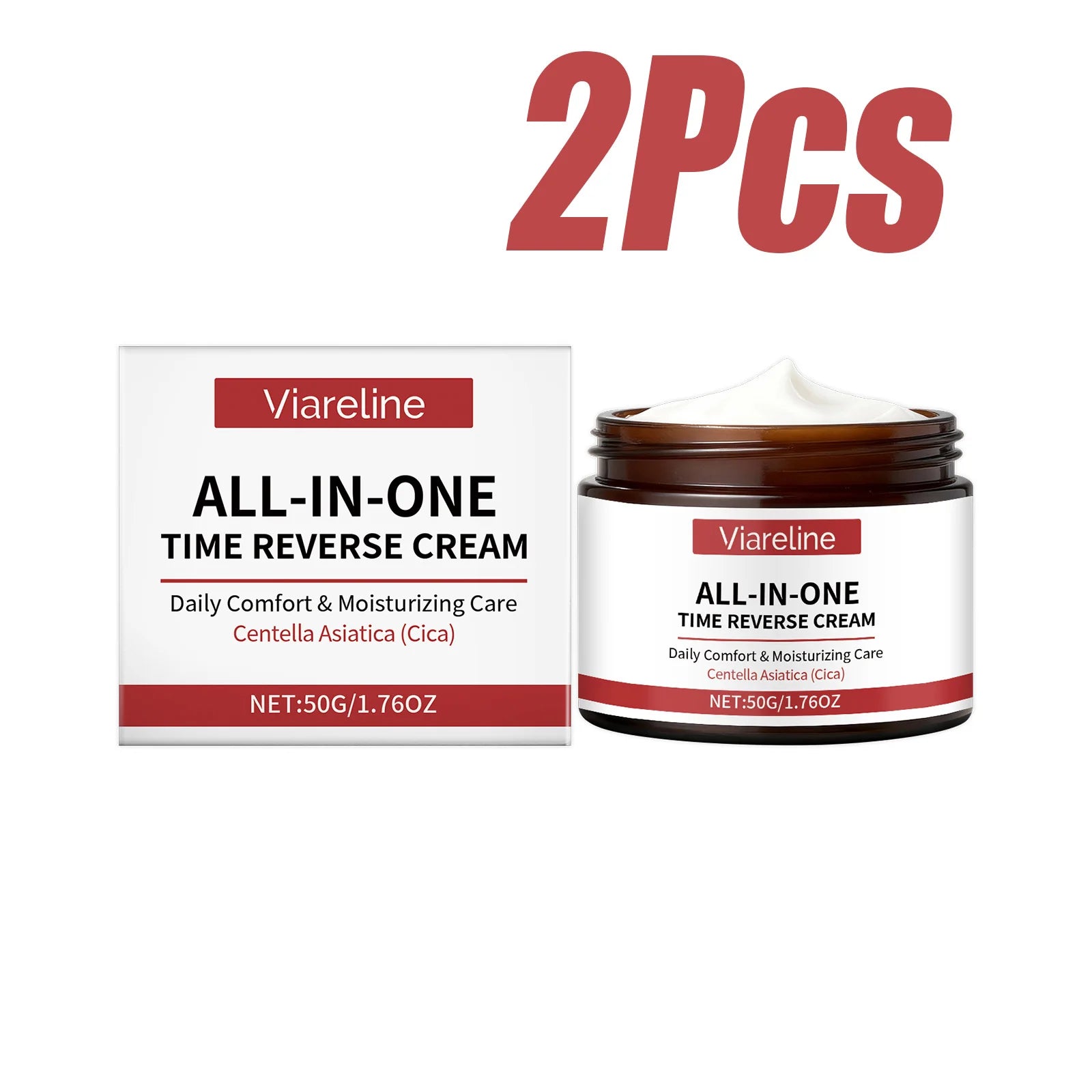Centella Acid Time Reverse Cream All-In-One Daily Moisturizing Face Cream for Smooth Hydrated & Radiant-Looking Skin Face Cream Qme 2Pcs