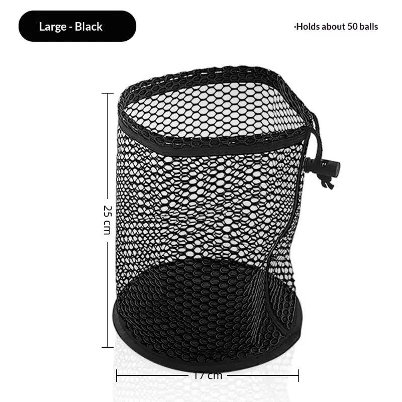 Golf Ball Bag Drawstring Pouch Can Hold 12/25/50 Balls Multipurpose Sports Mesh Net Bag Portable Golf Organizer Golf Accessories Qme L Black