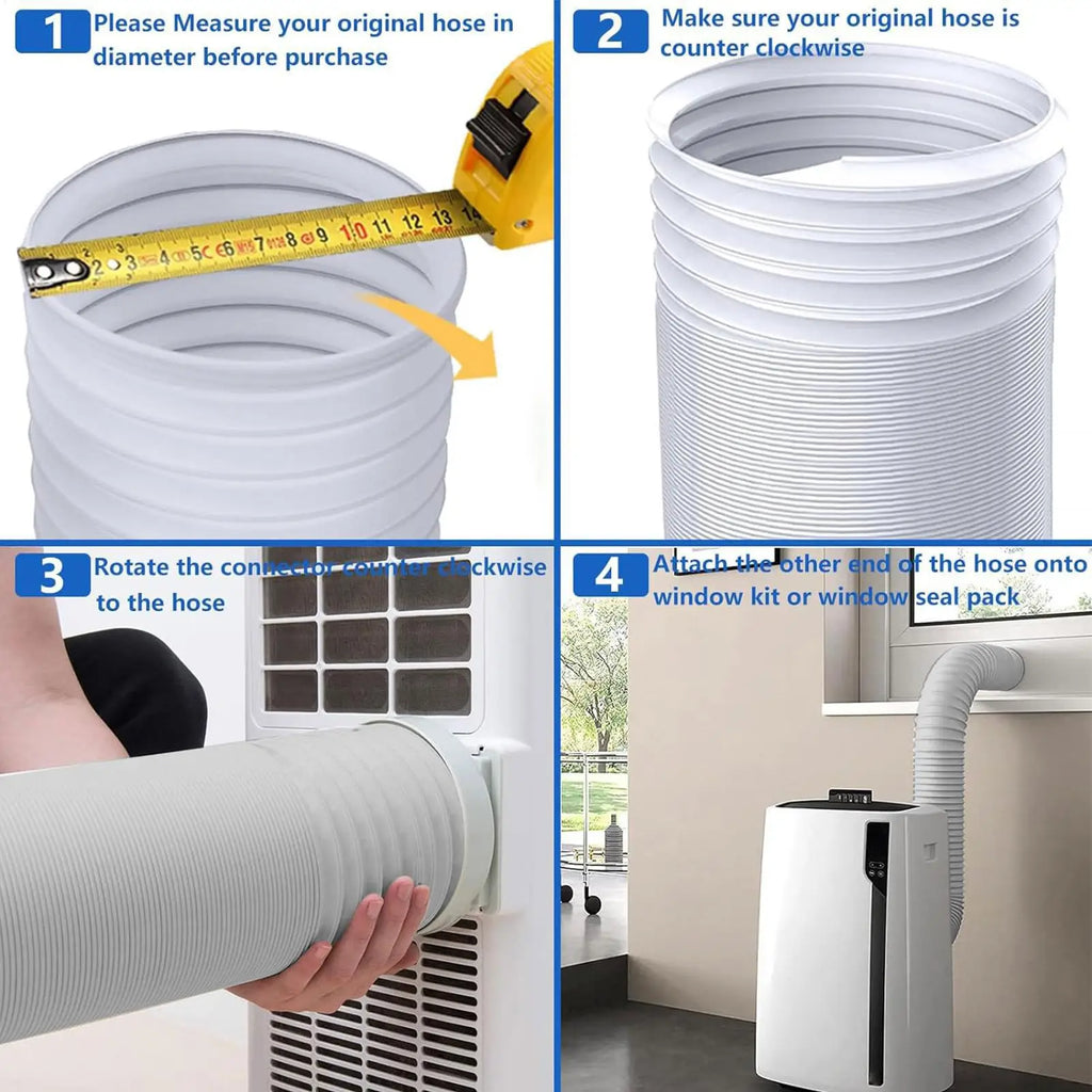 1.5m Ventilation Duct Vent Hose Portable Ac Hose Coupler Exhaust Hose Adapter Vent Tube Coupler Extra Long Air Conditioner Pipe Qme