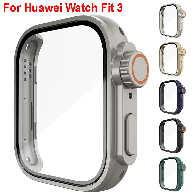 Screen Protector + Tempered Glass Case for Huawei Watch Fit 3 Case Frame As ultra2 Smart Watch Strap Case for Huawei Watch Fit 3 Qme