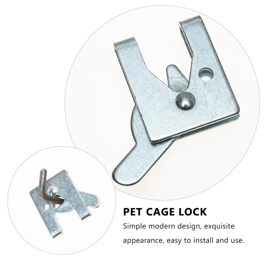 4Sets Cage Door Lock Exquisite Appearance Simple Installation Pet Cage Automatic Latch for Bird Rabbit Ferret Small Animal Qme