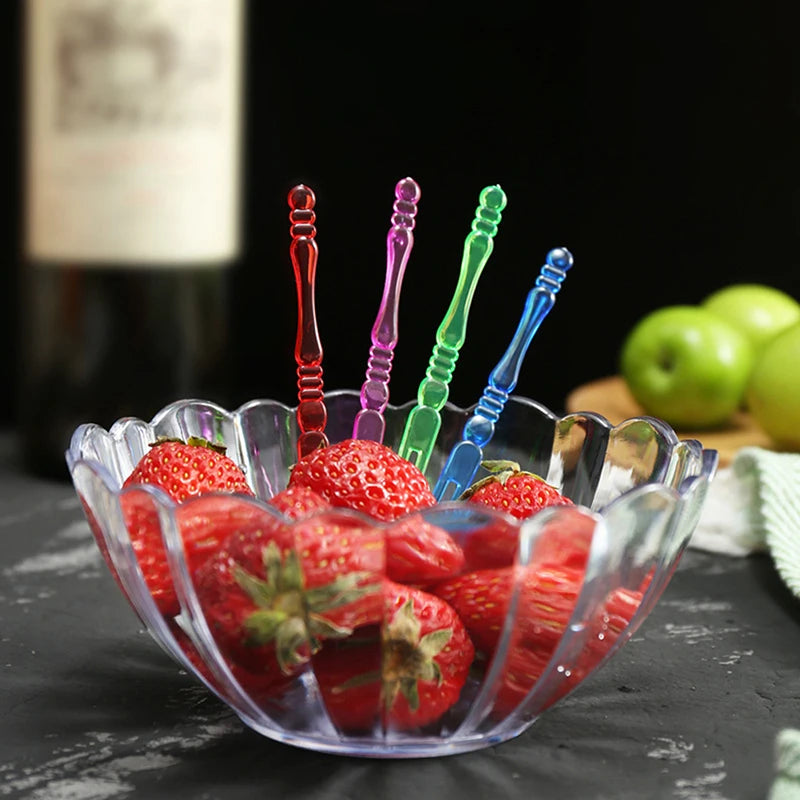 Mini Transparent Disposable Forks Party BBQ Sticks Picks Skewer Home Qme