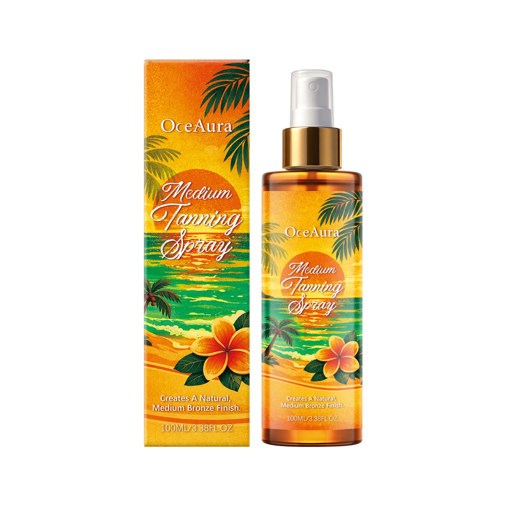 OceAura Self Tanning Spray Long Lasting Bronzer Darker Skin Tone Refreshing Non-sticky Natural Sunless Tanning Spray Body Tanner Qme 100ml Boxed