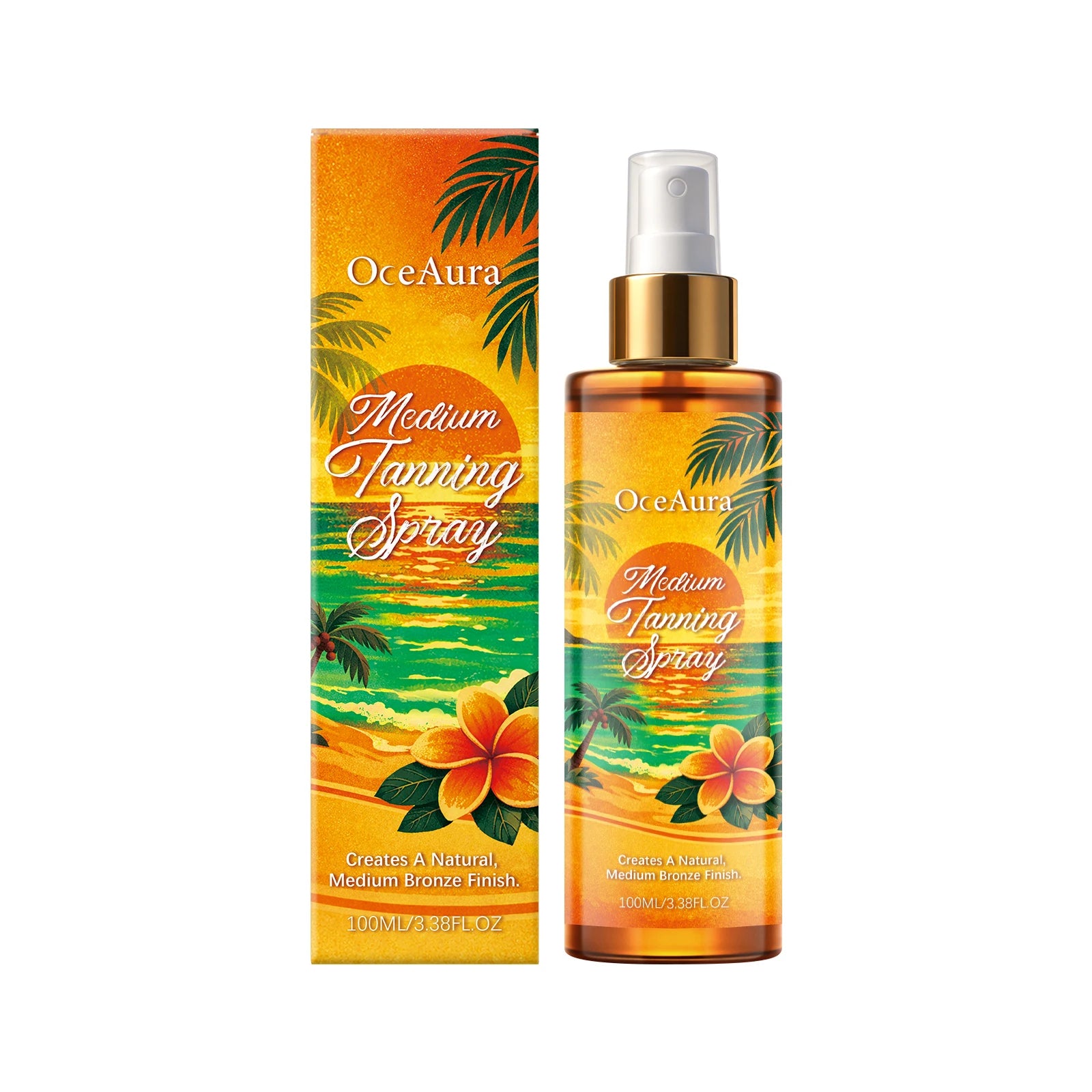 OceAura Self Tanning Spray Long Lasting Bronzer Darker Skin Tone Refreshing Non-sticky Natural Sunless Tanning Spray Body Tanner Qme 100ml Boxed