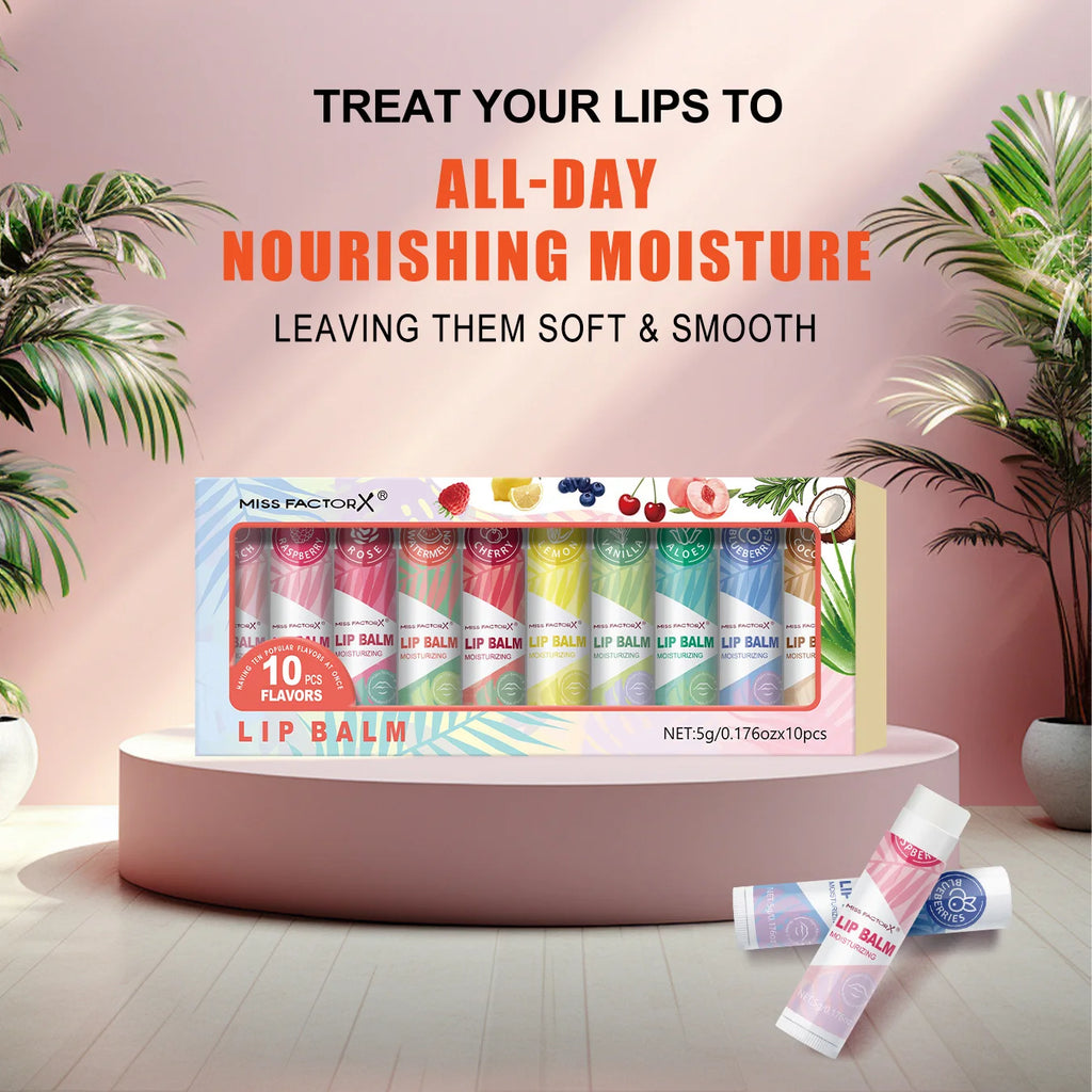 10PCS/Box Lipstick Set, Nourishes Dry Lips, Moisturizes Smooth and Strengthens Lip Color, The Best Choice for Hypoallergenic Hol Qme