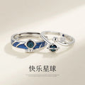 Luxury Exquisite Happy Planet Astronaut Spaceman Couple Rings Star Glass Stone Personality Open Pair Couple Birthday Gift Qme Couplec-1 pair China Mainland