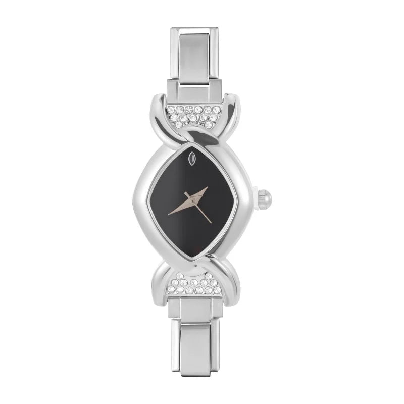 Fashion Watch Women's DIY 9MM Width Italian Elastic Charm Stainless Candy Zircon Watch Head Link Bracelet Jewelry Birthday Gifts Qme Style 25