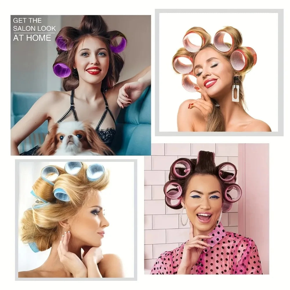 Heatless Hair Styling Self-grip Rollers Clips DIY Easy Use Qme