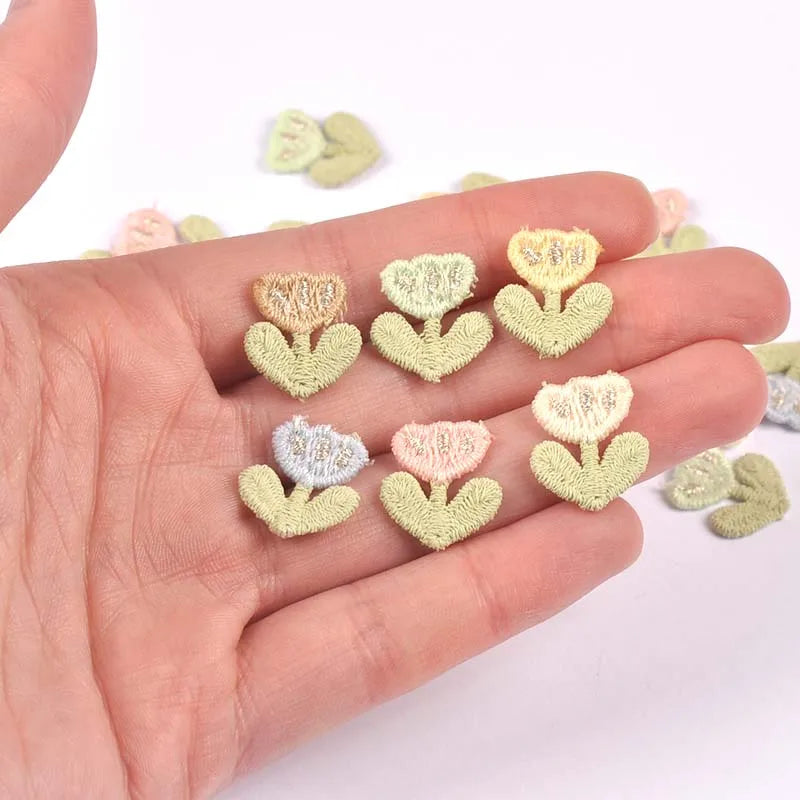 20pcs 16x17mm Assorted Color Tulip Embroidered Appliques,Sewing Decoration DIY Clothes Hair Accessories No Glue cp3854 Qme
