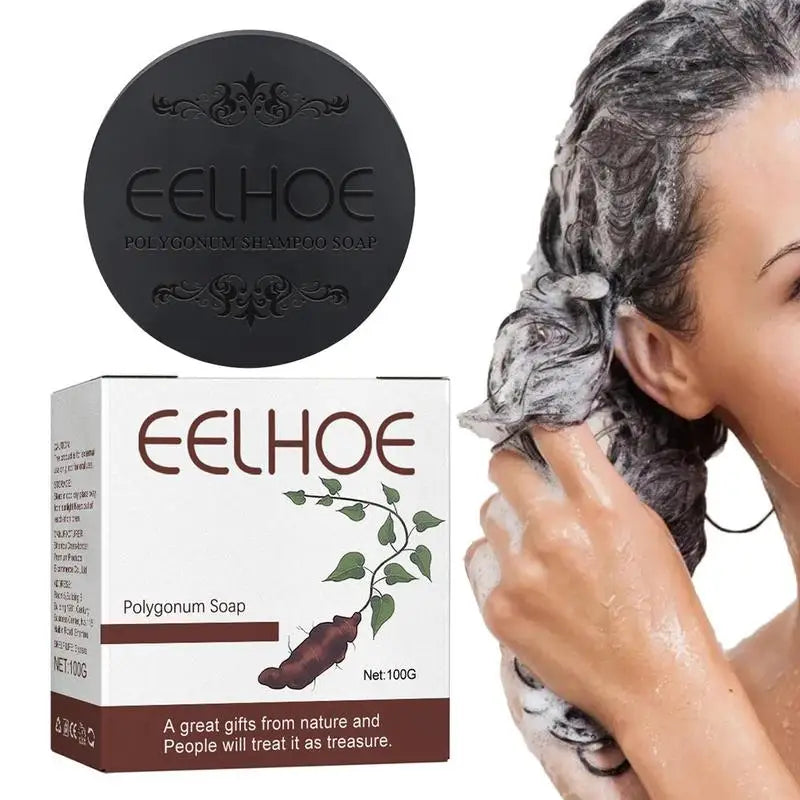 Polygonum Hair Darkening Shampoo Soap Bar Repair Gray White Black Qme