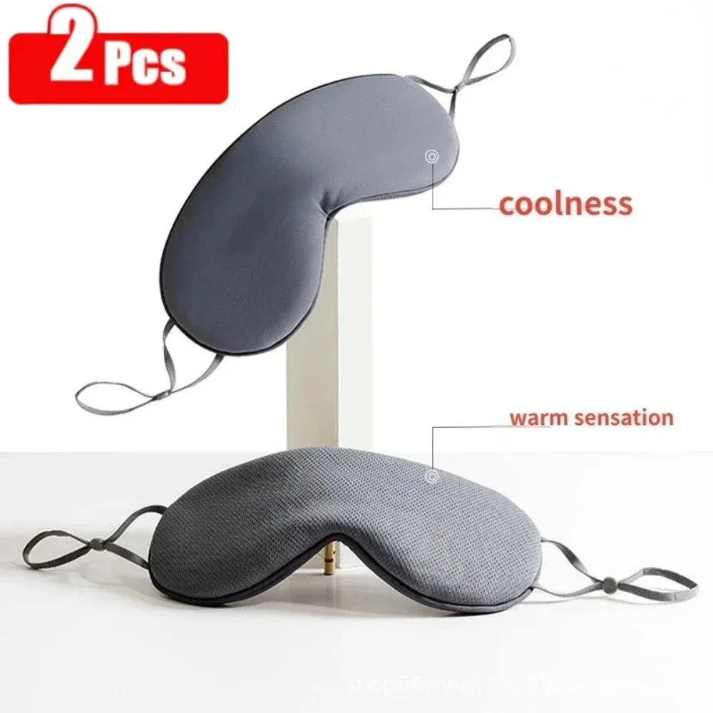 Eye Mask Warm & Cool Dual Use Adjustable Light Blocking Breathable Ice Silk Sleeping Travel Eye Cover Night Aid Sleep Eyepatch Qme 2pcs