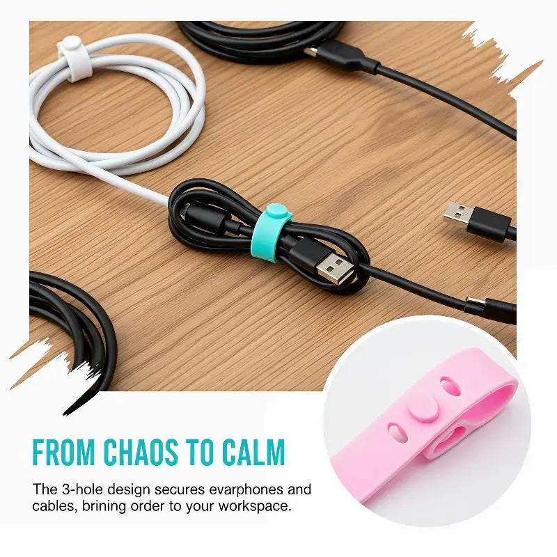 Cable Organizer Silicone Wire Binding Data Tie Management Bobbin Qme