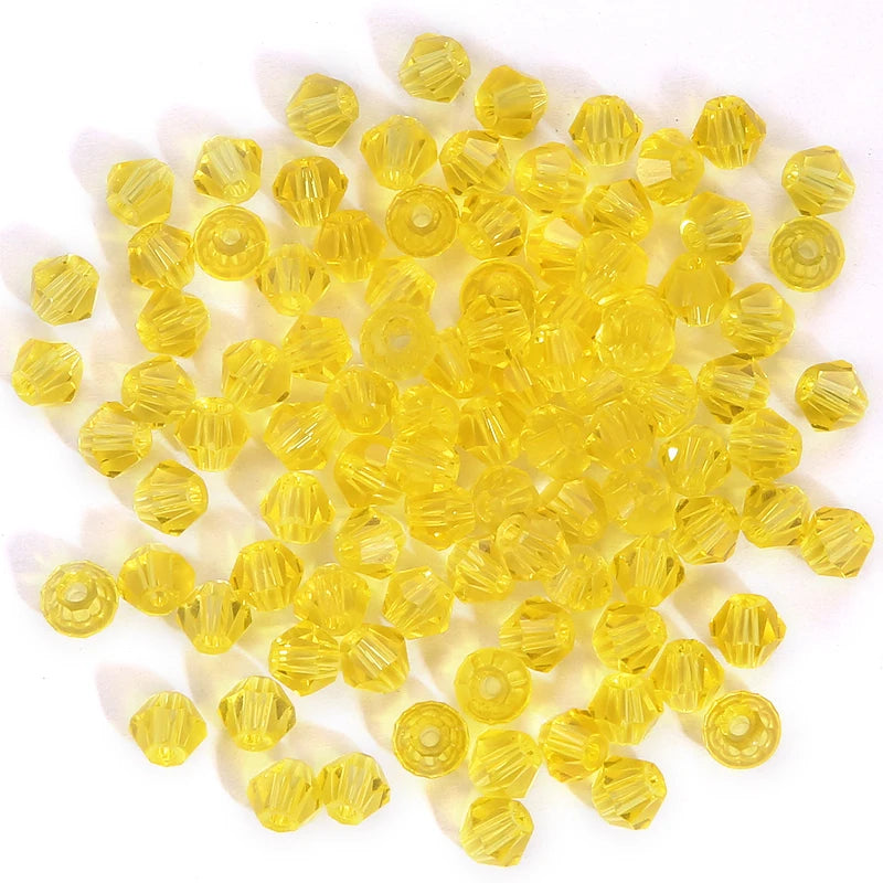 100Pcs 4MM Glass Beads Bicone Shaped Beads Faceted Crystal Beads for Jewelry Making Bracelet Necklace Earrings DIY Beading Qme 27 4MM-100PCS