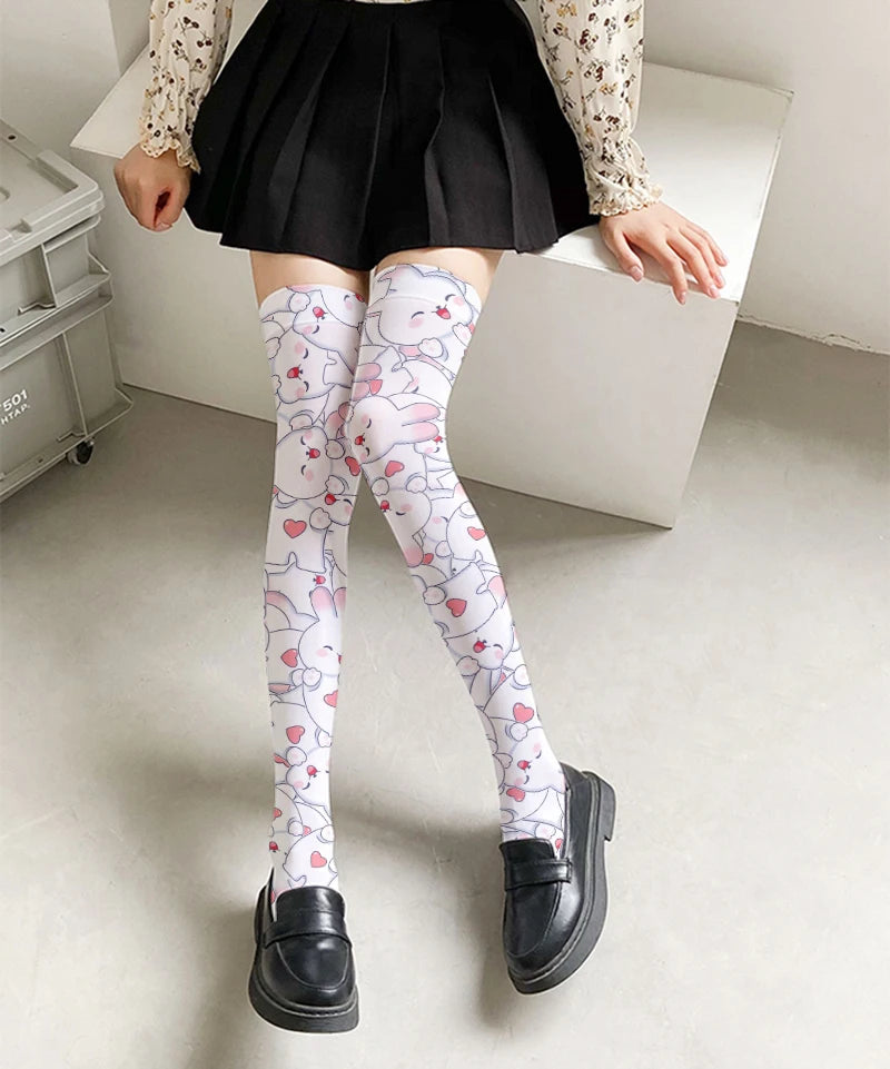 Girls Cute Bunny Stockings Cartoon Two-dimensional Female Universal Qme