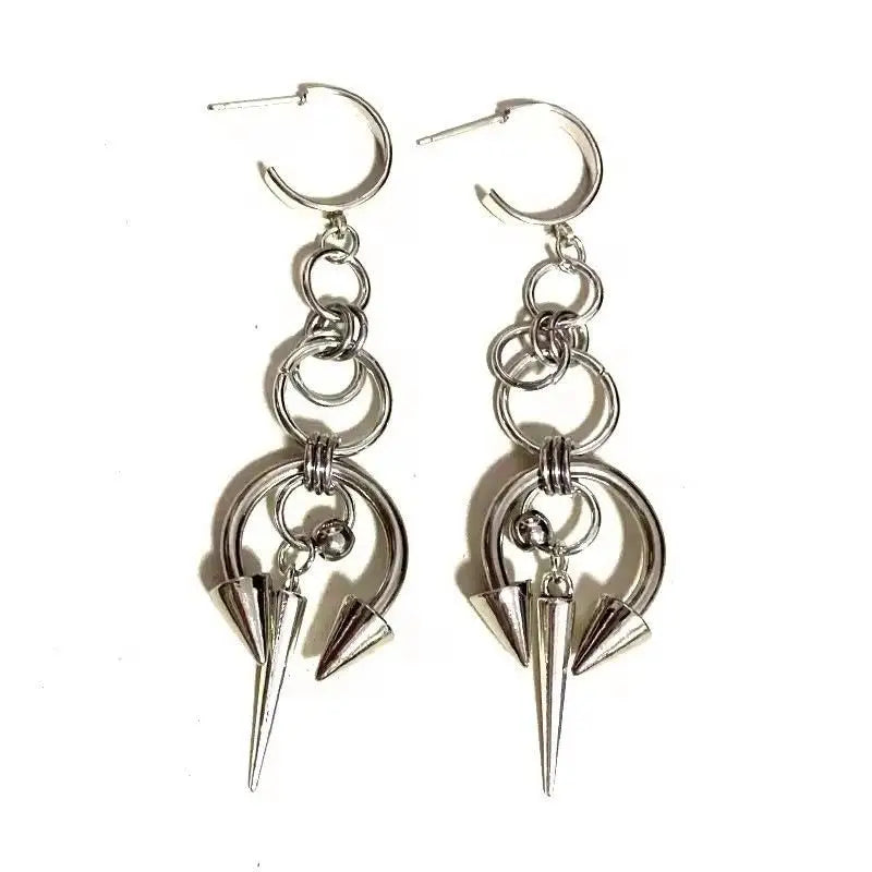 Punk Style Spiked Earrings For Women Men Gothic Cone Pendant Earrings Y2K Grunge Dangle Jewelry Gift Qme 04