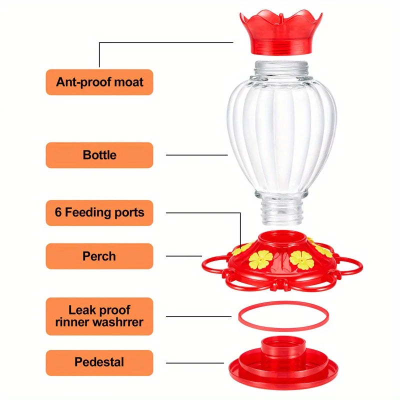 Hummingbird outdoor courtyard hanging water dispenser with habitat and ant proof pool, durable and easy to clean Qme