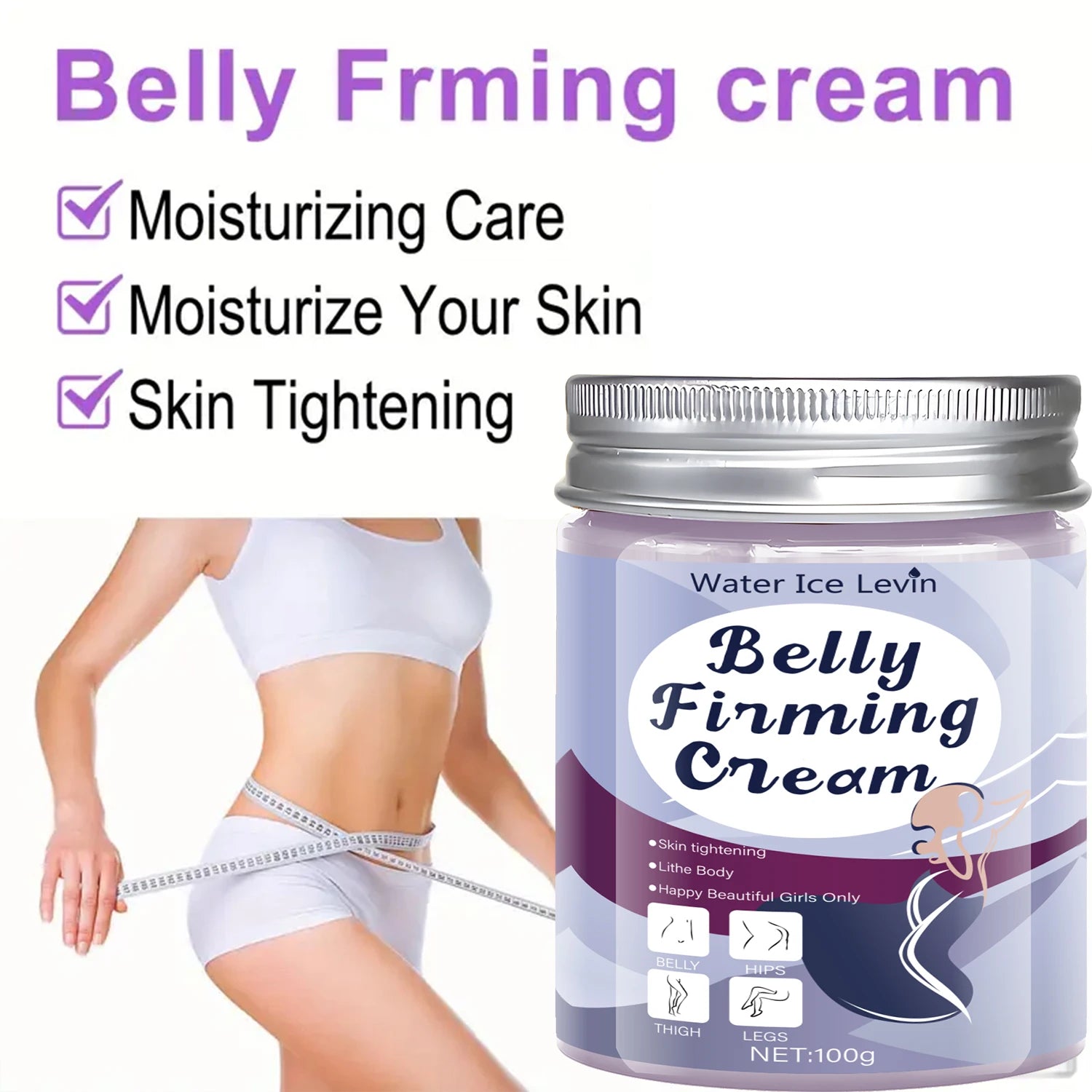 Tightening Body Cream, Abdominal Firming Cream, Containing Jojoba Oil and Caffeine, Light Beige Color, Suitable for Abdomen, Buttocks, Thighs, and Chest Qme