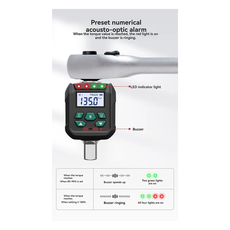 A02F-Digital Torque Adapter, 7.38-147.5 Ft.Lb/10-200 N.M, Electronic Torque Wrench Converter With ±2% Accuracy For Bike Moto Qme