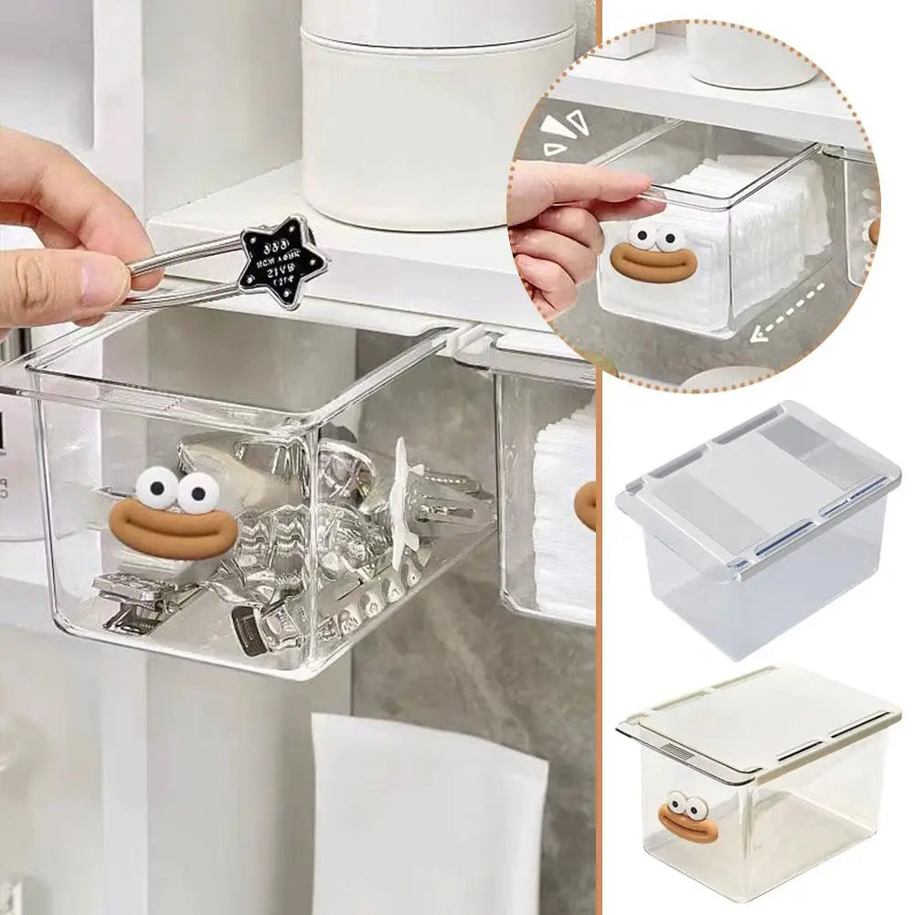 Transparent Bathroom Storage Box For Cotton Stick Makeup Cotton Pull-Out Storage Drawer Style Space Saving Cotton Pad Holder Qme