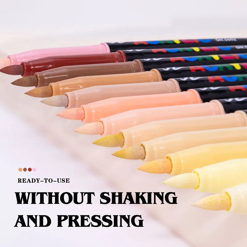 12/24 Colors Skin Tone Acrylic Markers, Brush Tip, Art Marker for Permanent for Coloring Drawing & Illustration Art Supplies Qme
