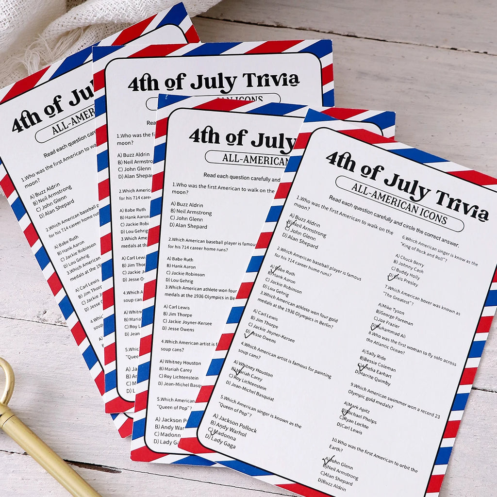 5–30 Pcs Red and Blue Striped American Independence Day Game Cards: Perfect as Independence Day Gifts or Party Favors Qme