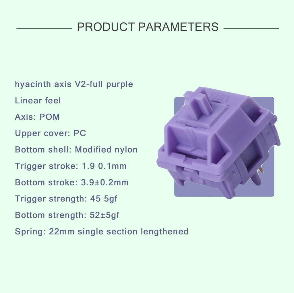 Sillyworks Hyacinth V2 Switch Hyacinth V2U Switch Linear 45g MX Switch for Mechanical Keyboard Factory Lubed 5pin PC POM Nylon Qme