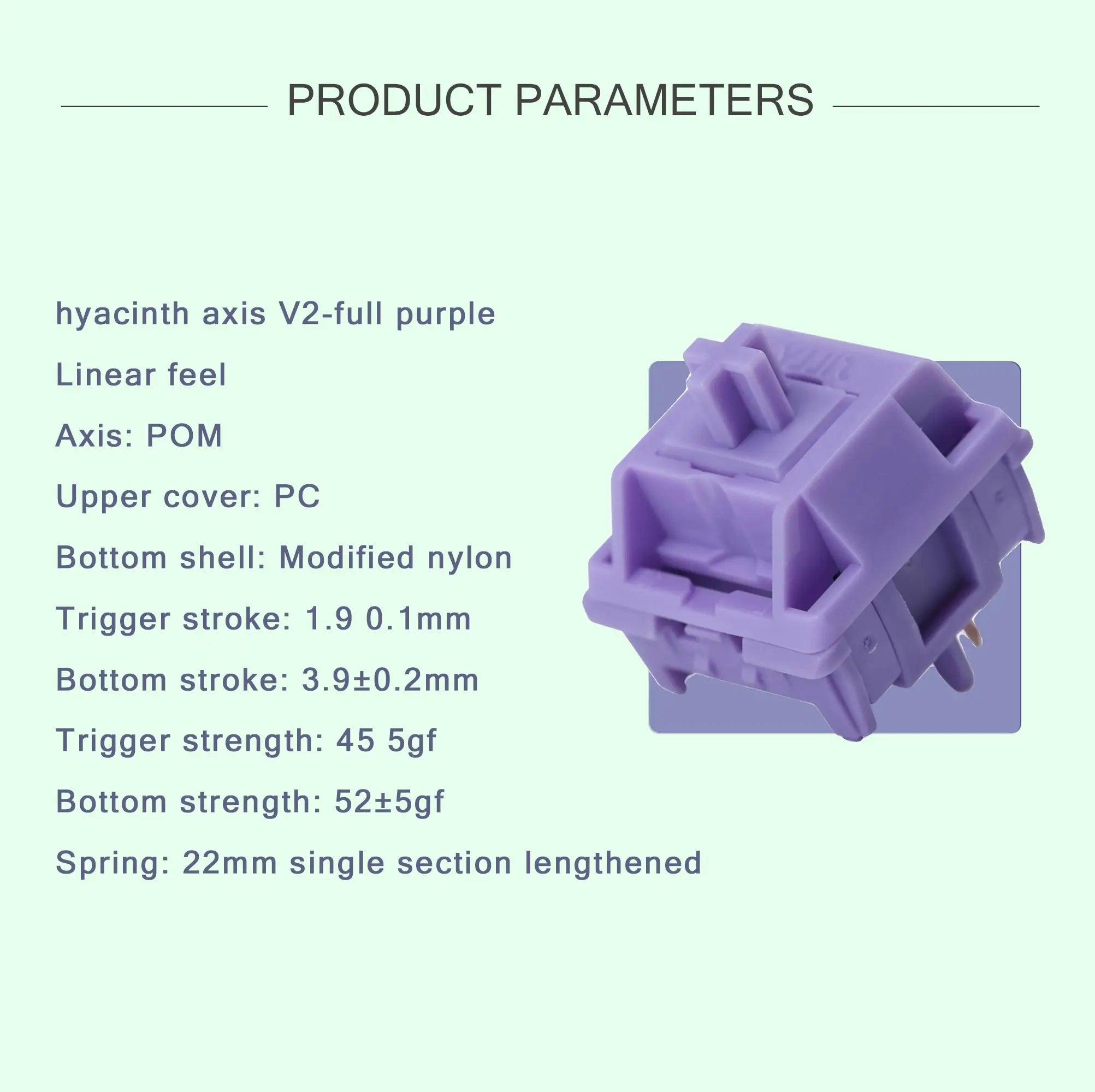 Sillyworks Hyacinth V2 Switch Hyacinth V2U Switch Linear 45g MX Switch for Mechanical Keyboard Factory Lubed 5pin PC POM Nylon Qme