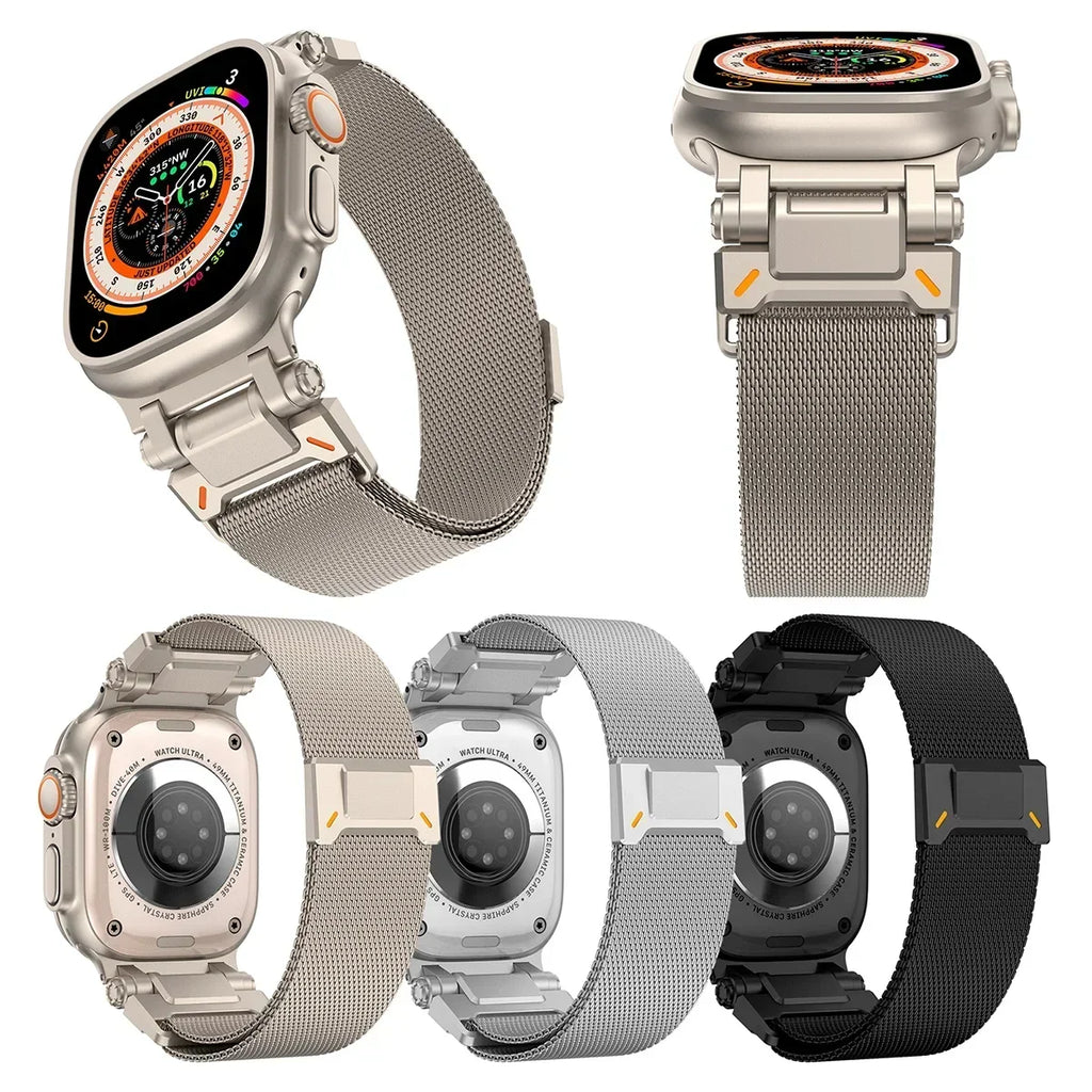Milanese Titanium Color Band For Apple Watch Ultra 2/1 49mm Series 10 9 8 7 46mm 45mm Magnetic Loop Strap For iWatch 6 5 4 44mm Qme
