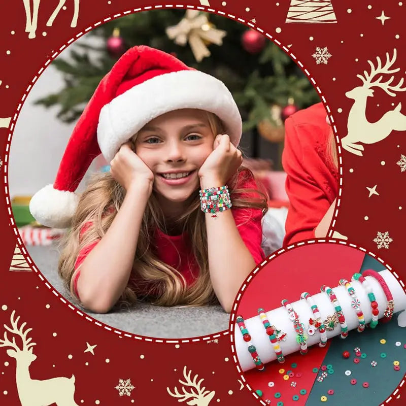 Christmas Bracelet Making Kit Friendship Beads Clay Beads Jewelry&Bracelet Making Kit Charm Bracelet Maker Set Christmas Gift Qme