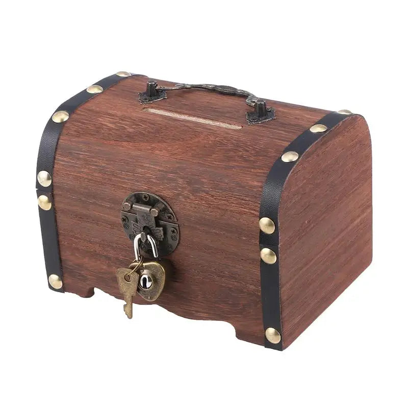 Treasure Chest With Lock Vintage Treasure Storage Box Piggy Bank Organizer Saving Box Case With Lock For Home Retro Decoration Qme