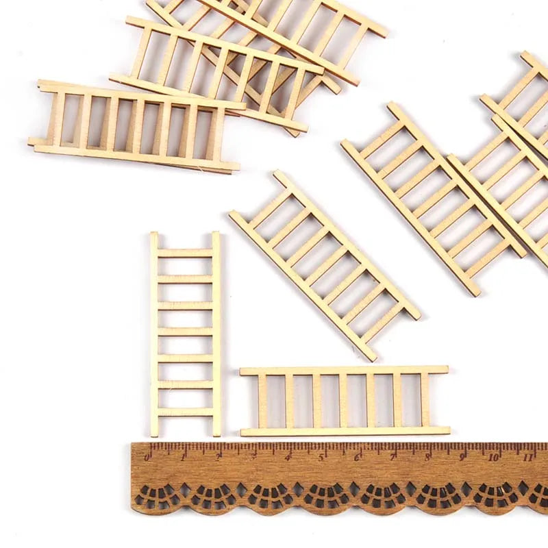 20Pcs/lot 20x60mm Natural Ladder Wood DIY Arts And Crafts Supplies Wooden Embellishments Home Handwork Accessories Garden Decor Qme