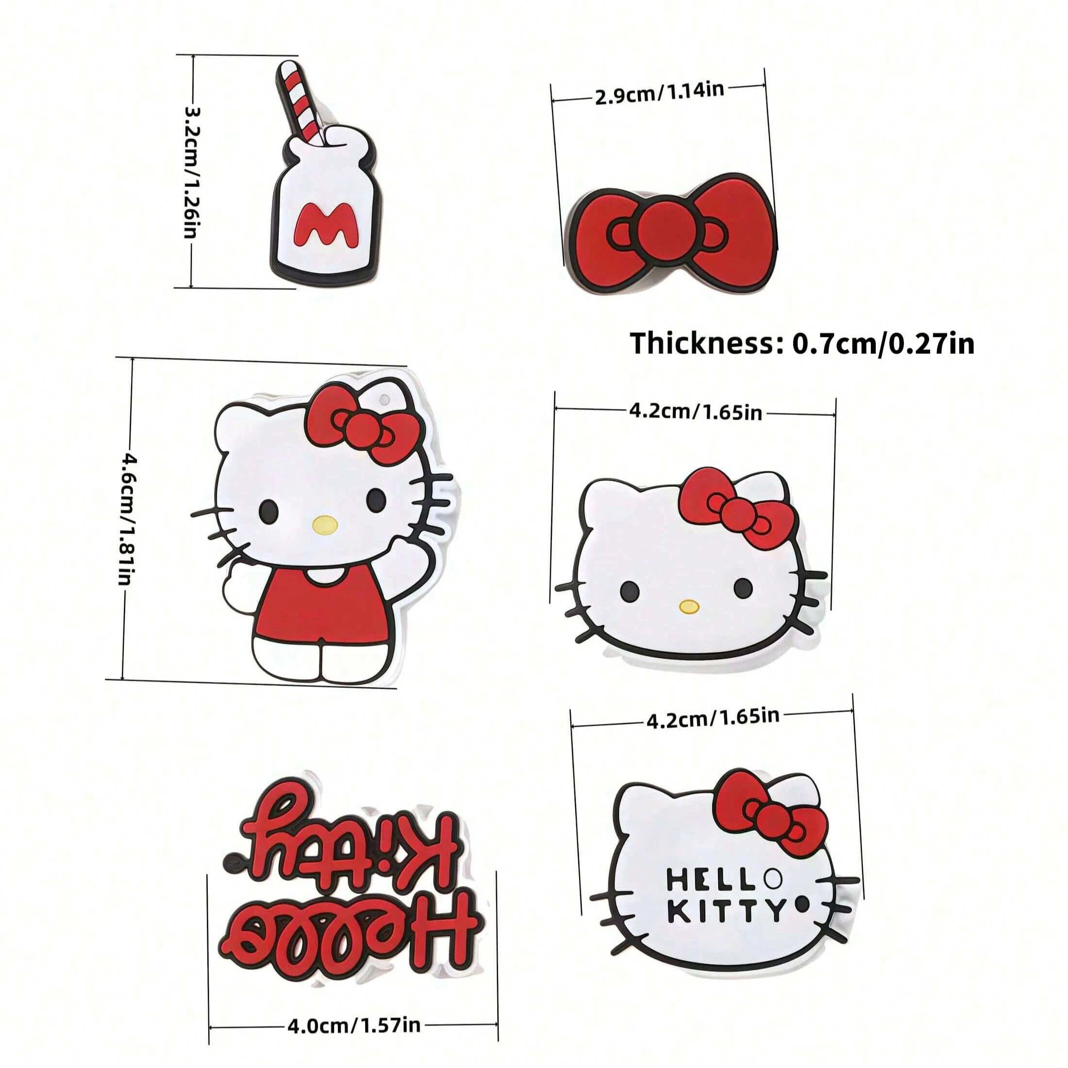 6 Hello Kitty Shoe Decor Cute Hole Shoes KT 3D Accessories Buckle Qme