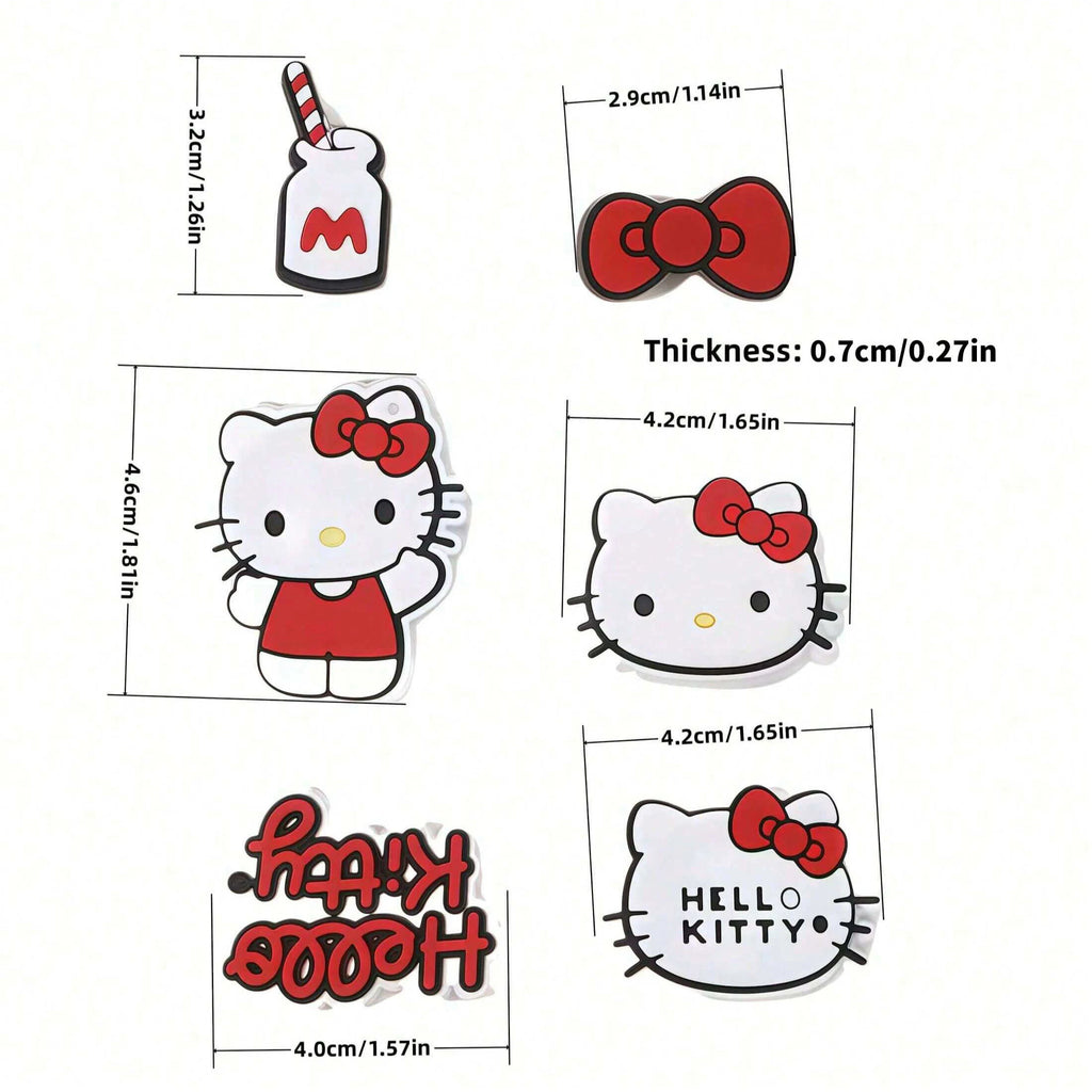 6 Hello Kitty Shoe Decor Cute Hole Shoes KT 3D Accessories Buckle Qme