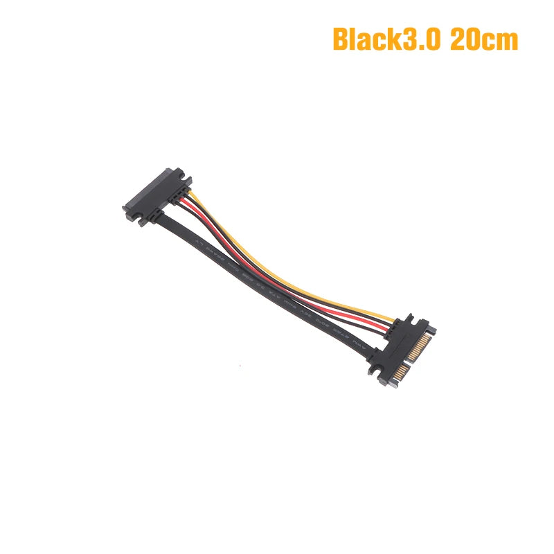Sata 22 Pin Male Female Extension Cable 7+15 Data Power Combo Hard Qme 20cm Black