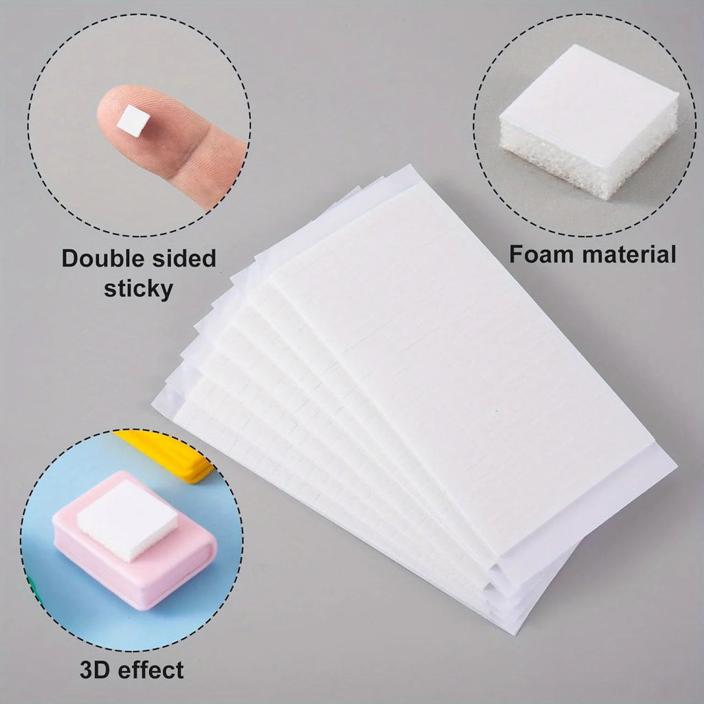 Foam adhesive square sheet, double-sided self-adhesive dots, pre-cut square strip-shaped foam tape, suitable for DIY art Qme
