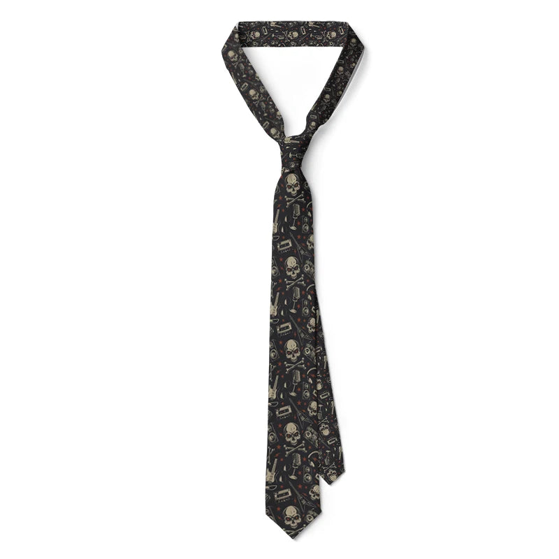 Funny Skull Print Tie Unisex Casual Creative Novelty Men's Fashion Qme