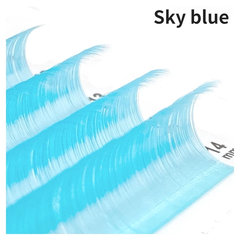 NATUHANA Cream Beige Individual Lash Clusters Mixed Lengths Soft Qme Sky Blue C 0.07mm|Mix