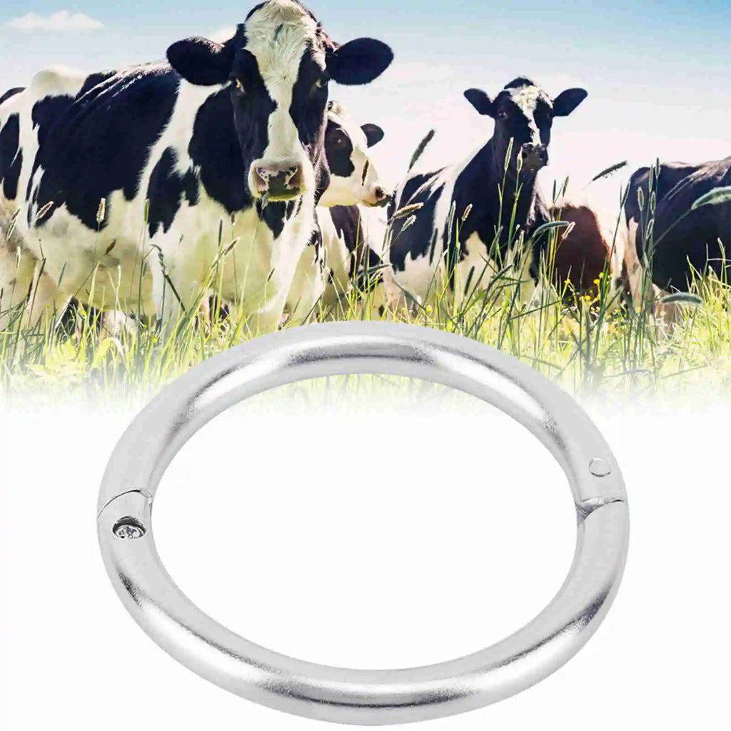 Stainless Steel Bull Cattle Nose Ring Durable Livestock Nose Loop Husbandry Tool for Farm Cattle Breeding Qme